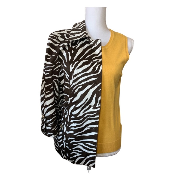 🔥HP🔥 NWOT Charter Club Jacket. Small. Animal Print Brown and Off-White - Picture 8 of 15